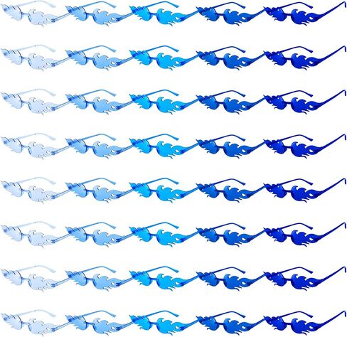 40 Pack Fire Flame Sunglasses for Women Men Rimless Fire Flame Glasses Wave Disco Party Glasses in Saudi Arabia