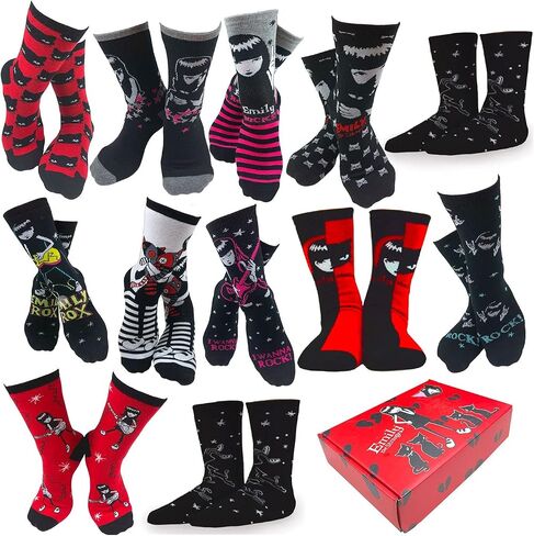 Emily the Strange Women's Fun Colorful Fashion Crew Socks Gift Box in Saudi Arabia