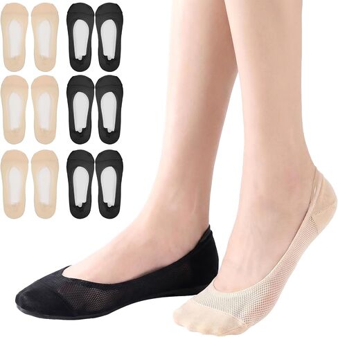 6 Pairs No Show Socks Womens, Non Slip Thin Ultra Boat Mesh Liner Ultra Low for Women Flats Sneaker Heels in Saudi Arabia