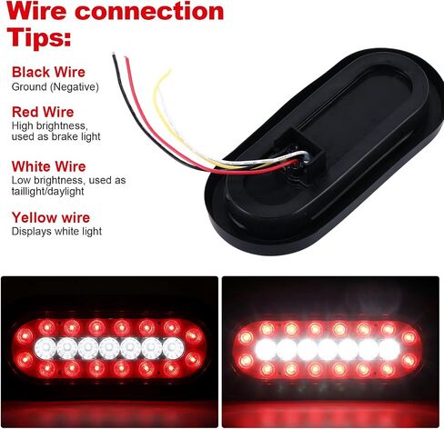 Sumind 8 PCS 6" Oval LED Trailer Tail Lights, 24 LED Trailer Marker Lights 12v Brake Stop Ip67 Waterproof Sealed Flush Mount for Truck RV Boat(Red) in Kuwait