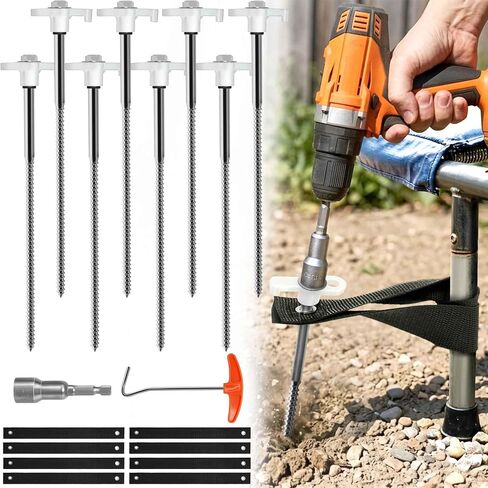 Trampoline Stakes Metal Have Duty: 10 Inch Stake Safety Ground Anchor - for Camping Tent/Trampoline/Canopies/Carports/Sheds/Swing Sets - 8 Pack in Kuwait