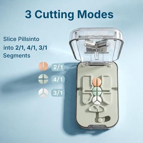 Safe Pill Splitter - Accurate & Even Cut, Hidden Sharp Blade, Easy to Open, Durable Tablet Cutter for Small & Large Pills, Perfect for Travel & Daily Use (Green) in Kuwait
