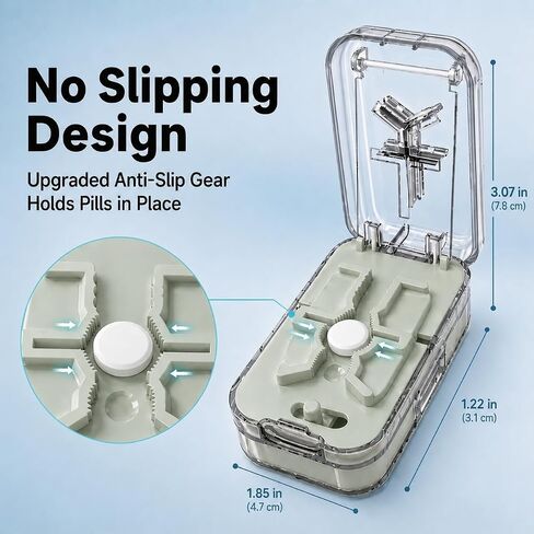 Safe Pill Splitter - Accurate & Even Cut, Hidden Sharp Blade, Easy to Open, Durable Tablet Cutter for Small & Large Pills, Perfect for Travel & Daily Use (Green) in Kuwait