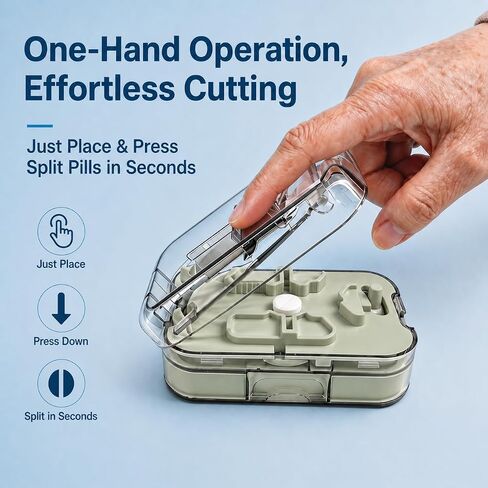 Safe Pill Splitter - Accurate & Even Cut, Hidden Sharp Blade, Easy to Open, Durable Tablet Cutter for Small & Large Pills, Perfect for Travel & Daily Use (Green) in Kuwait