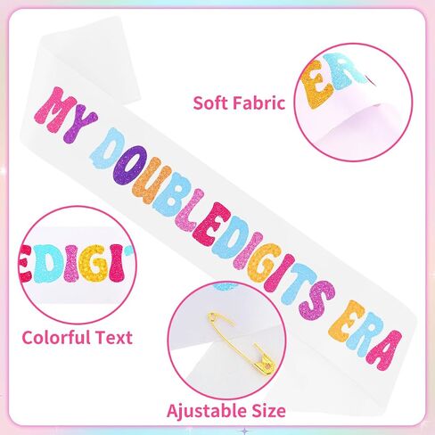 in My Double Digits Era Sash Colorful Birthday Sash for 10th Birthday Party 10th Birthday Decorations for Girl Party Favor Supplies in Saudi Arabia