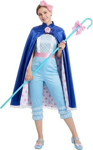 5 Pcs Shepherdess Costume Women Adult Shepherd Staff Hook Bowtie Cape Bow Hair Clip Brooch Halloween Costume Cosplay Outfit in Saudi Arabia