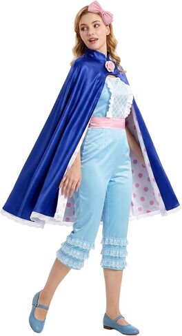 5 Pcs Shepherdess Costume Women Adult Shepherd Staff Hook Bowtie Cape Bow Hair Clip Brooch Halloween Costume Cosplay Outfit in Saudi Arabia