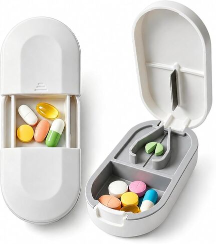 Safe Pill Splitter - Accurate & Even Cut, Hidden Sharp Blade, Easy to Open, Durable Tablet Cutter for Small & Large Pills, Perfect for Travel & Daily Use (Green) in Kuwait