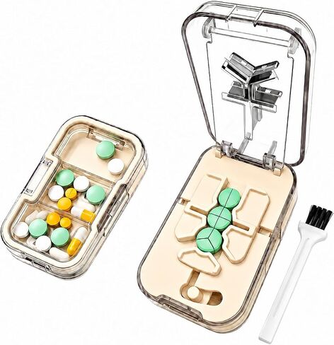Safe Pill Splitter - Accurate & Even Cut, Hidden Sharp Blade, Easy to Open, Durable Tablet Cutter for Small & Large Pills, Perfect for Travel & Daily Use (Green) in Kuwait