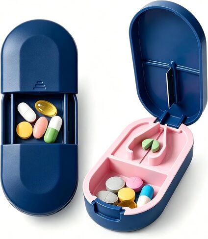 Safe Pill Splitter - Accurate & Even Cut, Hidden Sharp Blade, Easy to Open, Durable Tablet Cutter for Small & Large Pills, Perfect for Travel & Daily Use (Green) in Kuwait