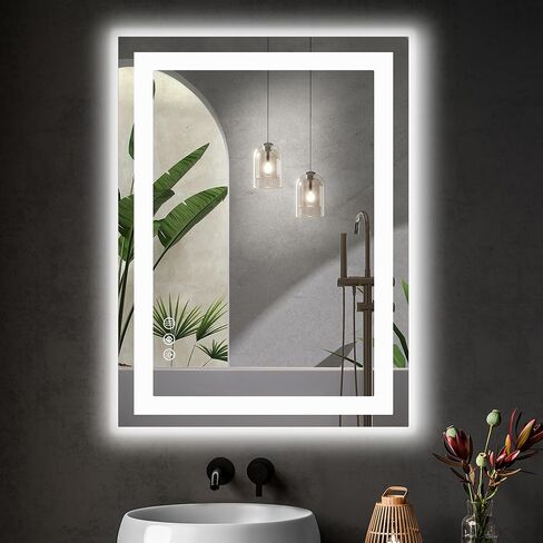 NEWBULIG 28"x 36" LED Bathroom Mirror with Lights, Anti-Fog | Lighted Bathroom Vanity Mirror for Wall, Memory Function, Dimmable, Tempered Glass, Shatter-Proof in Saudi Arabia