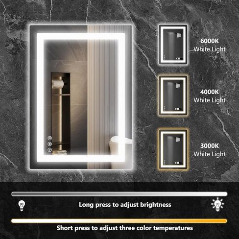 NEWBULIG 28"x 36" LED Bathroom Mirror with Lights, Anti-Fog | Lighted Bathroom Vanity Mirror for Wall, Memory Function, Dimmable, Tempered Glass, Shatter-Proof in Saudi Arabia