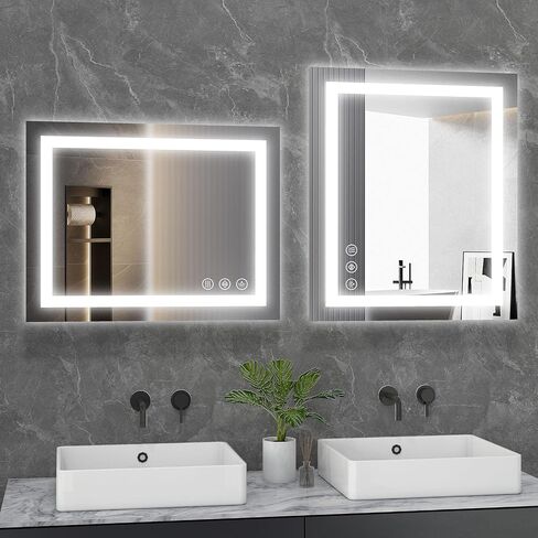 NEWBULIG 28"x 36" LED Bathroom Mirror with Lights, Anti-Fog | Lighted Bathroom Vanity Mirror for Wall, Memory Function, Dimmable, Tempered Glass, Shatter-Proof in Saudi Arabia