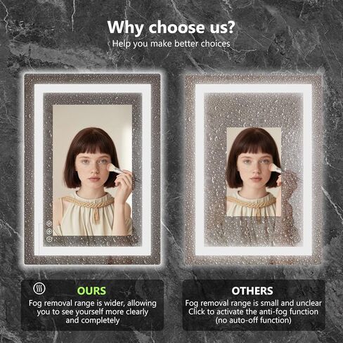 NEWBULIG 28"x 36" LED Bathroom Mirror with Lights, Anti-Fog | Lighted Bathroom Vanity Mirror for Wall, Memory Function, Dimmable, Tempered Glass, Shatter-Proof in Saudi Arabia