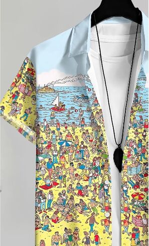 Short-Sleeved Shirt for Men, Designed for Casual Beach Outings, Made from Polyester in Kuwait