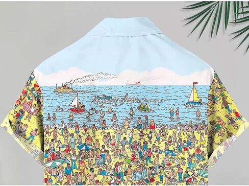 Short-Sleeved Shirt for Men, Designed for Casual Beach Outings, Made from Polyester in Kuwait