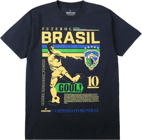 تي شيرت Homestand Futebol Brasil Goal Poster Art للبالغين برقبة دائرية وأكمام قصيرة in Kuwait