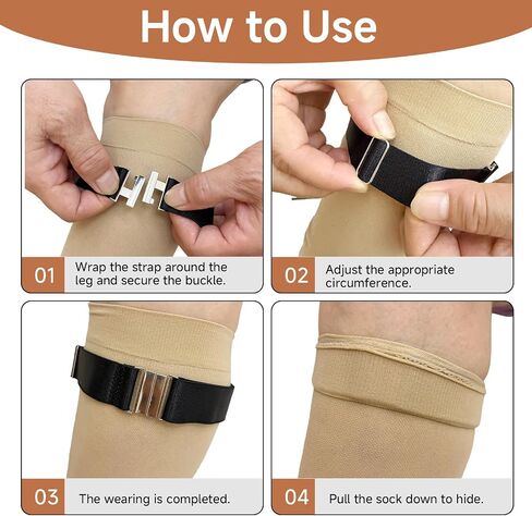 4 Pack Black Women's Garter Thigh Belt, Plus Size Adjustable Elastic Leg Garter Belt with Buckle for Thigh High Socks and Gothic Harness in Saudi Arabia