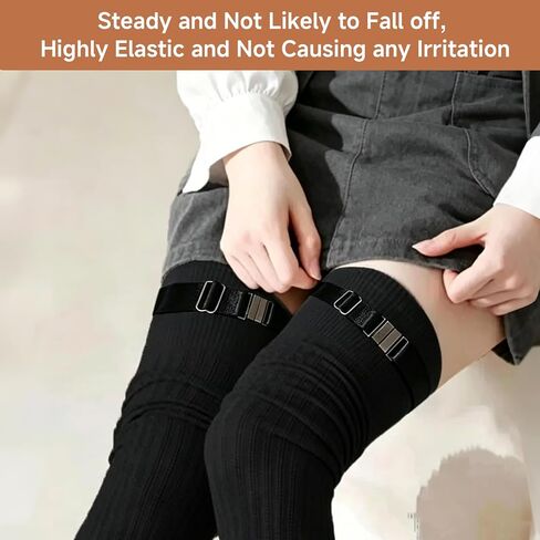 4 Pack Black Women's Garter Thigh Belt, Plus Size Adjustable Elastic Leg Garter Belt with Buckle for Thigh High Socks and Gothic Harness in Saudi Arabia