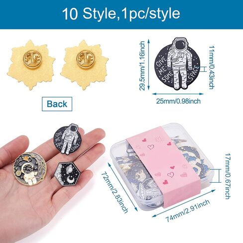 10Pcs Alloy Enamel Brooch Pins Astronaut Planet Theme 10 Styles Colorful Cartoon Whale Bottle Starry Sky Lapel Pins Badge for Backpacks Clothing in Saudi Arabia