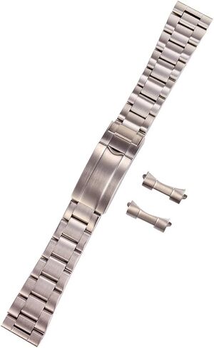 316L Stainless Steel 20mm 21mm 22mm Oyster Watch Band, Silver, 2 tone gold Flat Curved End Metal Bracelet Strap with Folding Clasp, Includes Spring Bar Pins in Kuwait