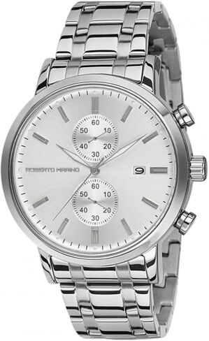 Roberto Marino RM4774 Men’s Luxury Wrist Watch, Black Stainless Steel Japanese Quartz, 43mm, 3 ATM Water Resistant, Black Dial, Elegant Dress Watches for Men in Saudi Arabia