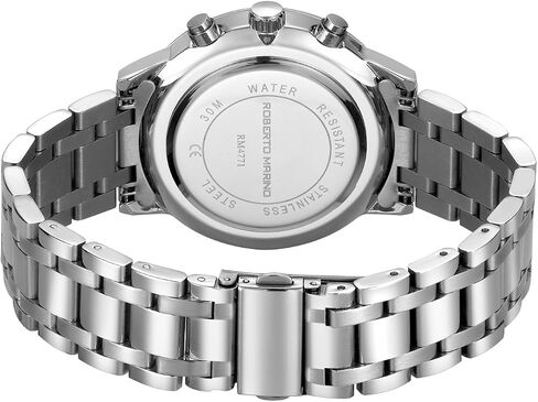 Roberto Marino RM4774 Men’s Luxury Wrist Watch, Black Stainless Steel Japanese Quartz, 43mm, 3 ATM Water Resistant, Black Dial, Elegant Dress Watches for Men in Saudi Arabia