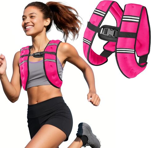 Pink Weighted Vest Women, 8lbs/12lbs/16lbs/20lbs Weight Vest with Reflective Stripes for Workout, Strength Training, Running, Fitness, Muscle Building, Weight Loss in Kuwait