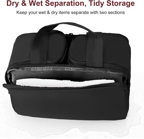 Travel Makeup Bag, Portable Travel Bag with Hanging Hook for Women, Waterproof and Hanging Toiletry Bags Travel Organizer Accessories for Travel Essentials,Black in Kuwait