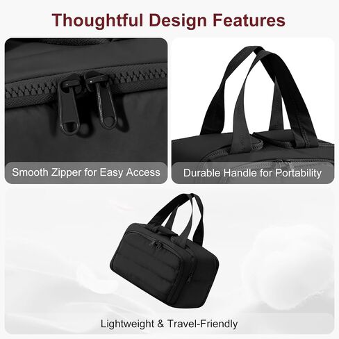 Travel Makeup Bag, Portable Travel Bag with Hanging Hook for Women, Waterproof and Hanging Toiletry Bags Travel Organizer Accessories for Travel Essentials,Black in Kuwait