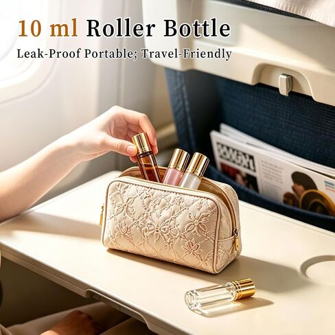 Cocurb 10ml Rose Quartz Roller Bottles with 8 Colors,Thick Travel Size Glass Bottles for Essential Oils Perfume with Liquid Dispensing Tools,Leak-Proof,Color Coding in Saudi Arabia