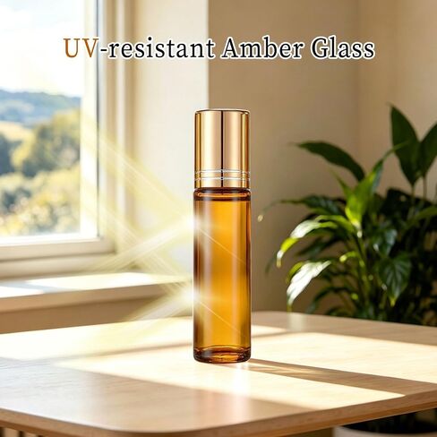 Cocurb 10ml Rose Quartz Roller Bottles with 8 Colors,Thick Travel Size Glass Bottles for Essential Oils Perfume with Liquid Dispensing Tools,Leak-Proof,Color Coding in Saudi Arabia
