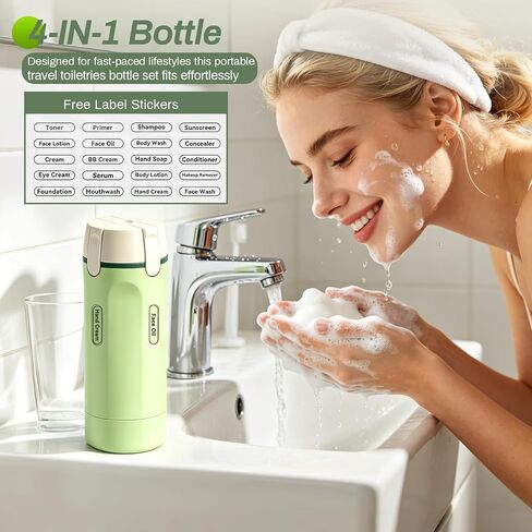 4 in 1 Travel Dispenser Bottle, 4 Pack 30ML Travel Bottles for Toiletries, 4 in 1 Travel Dispenser with Label, Leakproof & TSA Approved Portable Containers for Shampoo Lotion Conditioner Cream in Saudi Arabia