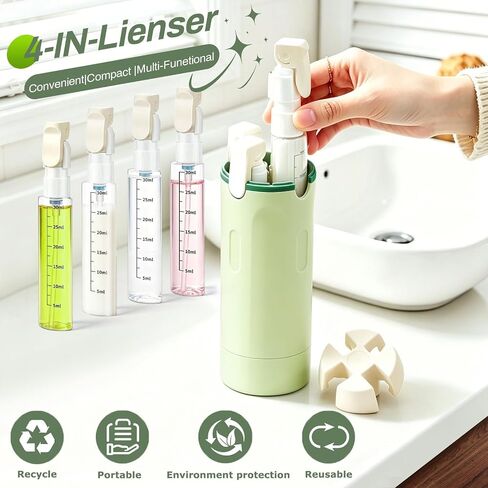 4 in 1 Travel Dispenser Bottle, 4 Pack 30ML Travel Bottles for Toiletries, 4 in 1 Travel Dispenser with Label, Leakproof & TSA Approved Portable Containers for Shampoo Lotion Conditioner Cream in Saudi Arabia