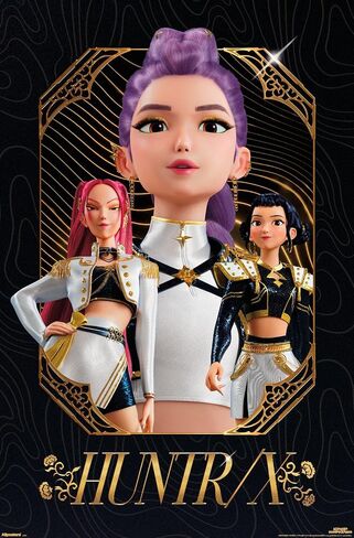 Netflix KPop Demon Hunters (2025) - Huntrix Group Golden Wall Poster, 34L" x 22.4W", Unframed Version in Kuwait