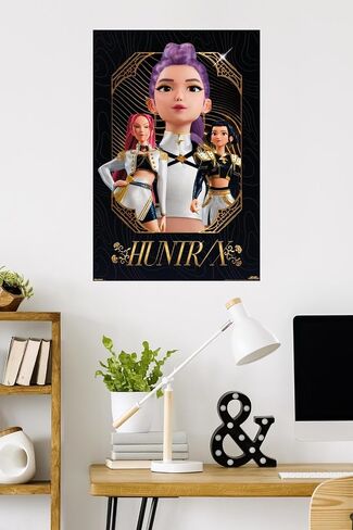 Netflix KPop Demon Hunters (2025) - Huntrix Group Golden Wall Poster, 34L" x 22.4W", Unframed Version in Kuwait