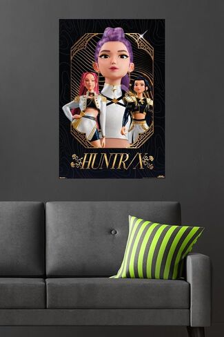 Netflix KPop Demon Hunters (2025) - Huntrix Group Golden Wall Poster, 34L" x 22.4W", Unframed Version in Kuwait