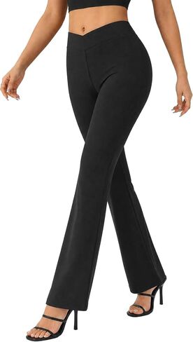 JEKAOYI Womens Yoga Dress Pants Bootcut Crossover Business Casual Trousers Pull On Office Slacks with Pockets in Kuwait