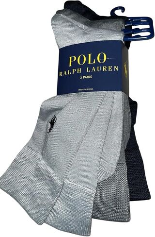 POLO RALPH LAUREN Men's Dress Business Casual Trouser Socks, 3 Pairs | Grey, Silver, Navy Blue | Super Soft Polyester, Spandex | Sock 10-13, Shoe 6-12.5 | ZP899746PKN in Kuwait
