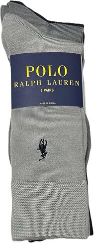 POLO RALPH LAUREN Men's Dress Business Casual Trouser Socks, 3 Pairs | Grey, Silver, Navy Blue | Super Soft Polyester, Spandex | Sock 10-13, Shoe 6-12.5 | ZP899746PKN in Kuwait