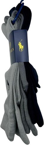 POLO RALPH LAUREN Men's Dress Business Casual Trouser Socks, 3 Pairs | Grey, Silver, Navy Blue | Super Soft Polyester, Spandex | Sock 10-13, Shoe 6-12.5 | ZP899746PKN in Kuwait