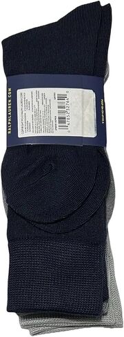 POLO RALPH LAUREN Men's Dress Business Casual Trouser Socks, 3 Pairs | Grey, Silver, Navy Blue | Super Soft Polyester, Spandex | Sock 10-13, Shoe 6-12.5 | ZP899746PKN in Kuwait
