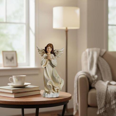 ShineOnAnegl 8.5 Inch Guardian Angel Figurine, Hand-Painted Resin Praying Angel Statue for Home Decor, Inspirational Godmother, Sister, Birthday and Wedding Gifts in Saudi Arabia