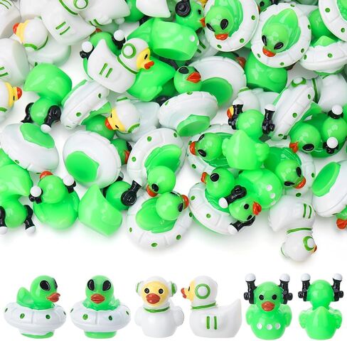 45 Pcs Mini Resin Alien Ducks 3 Styles Tiny Alien Ducks Figurines Green UFO Sci-fi Duck Toy for Space Party Favors Desk Dashboard Decor in Saudi Arabia