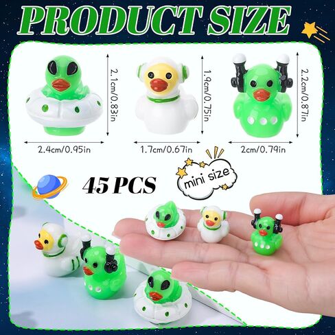 45 Pcs Mini Resin Alien Ducks 3 Styles Tiny Alien Ducks Figurines Green UFO Sci-fi Duck Toy for Space Party Favors Desk Dashboard Decor in Saudi Arabia