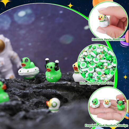 45 Pcs Mini Resin Alien Ducks 3 Styles Tiny Alien Ducks Figurines Green UFO Sci-fi Duck Toy for Space Party Favors Desk Dashboard Decor in Saudi Arabia
