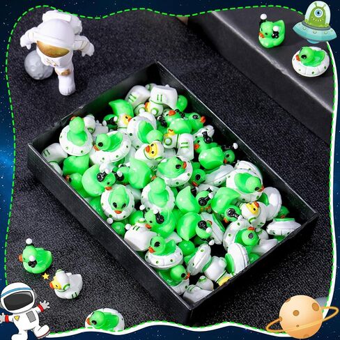 45 Pcs Mini Resin Alien Ducks 3 Styles Tiny Alien Ducks Figurines Green UFO Sci-fi Duck Toy for Space Party Favors Desk Dashboard Decor in Saudi Arabia
