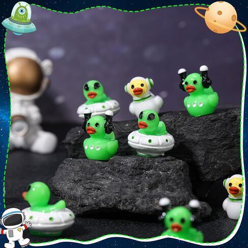 45 Pcs Mini Resin Alien Ducks 3 Styles Tiny Alien Ducks Figurines Green UFO Sci-fi Duck Toy for Space Party Favors Desk Dashboard Decor in Saudi Arabia