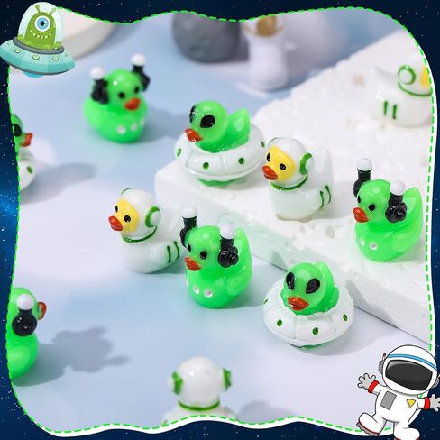 45 Pcs Mini Resin Alien Ducks 3 Styles Tiny Alien Ducks Figurines Green UFO Sci-fi Duck Toy for Space Party Favors Desk Dashboard Decor in Saudi Arabia