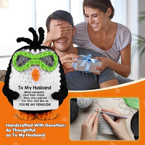 atimier Romantic and Fun Gift for Husband - Ideal for Anniversary, Birthday, Christmas, Valentine's Day, Father's Day - Adorable Hand - Crafted Penguin - Themed Present in Kuwait